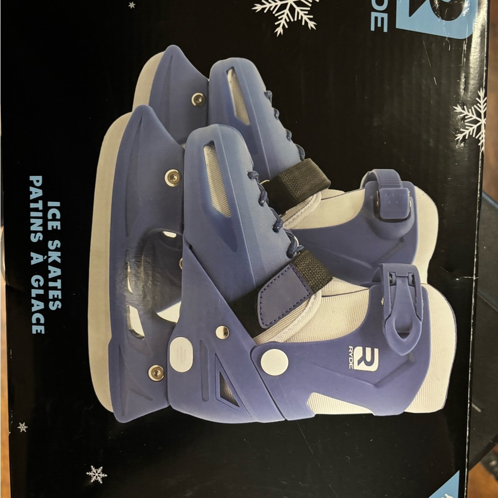 Youth Blue Adjustable Ice Skates with Secure Strap